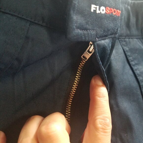 Flosport Navy Blue Work Pants Flap Zipper Front Deep Pockets Belt Loop - Picture 4 of 14